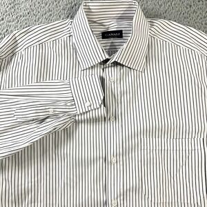 Canali Shirt Mens 18 46 White Stripe Dress Button Down Long Sleeve Made Italy